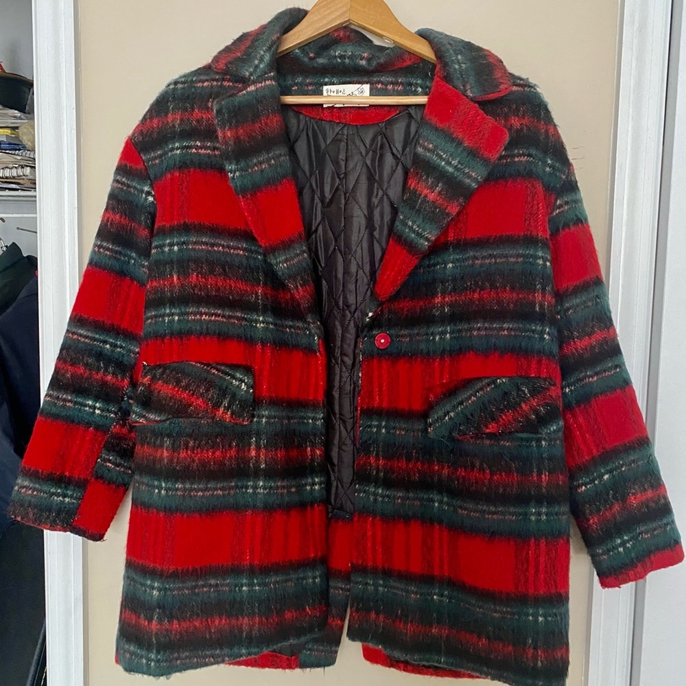 Plaid Patterned Wool Coat